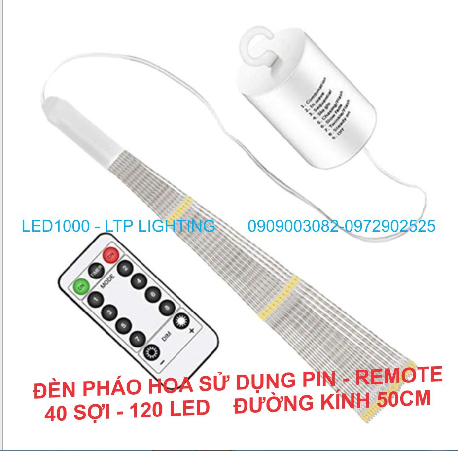 Đèn Pháo Hoa Chùm 120 led Sử Dụng Pin - Có Remote