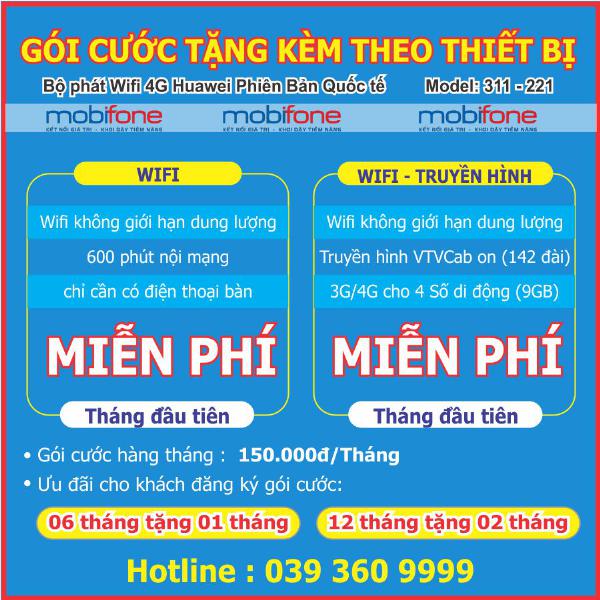 Thiết Bị Phát Wifi Huawei B311 Tốc Độ 4G Di Động 150Mbps – Sản Phẩm Của Mobifone - Bảo Hành 12 tháng đổi mới toàn quốc.