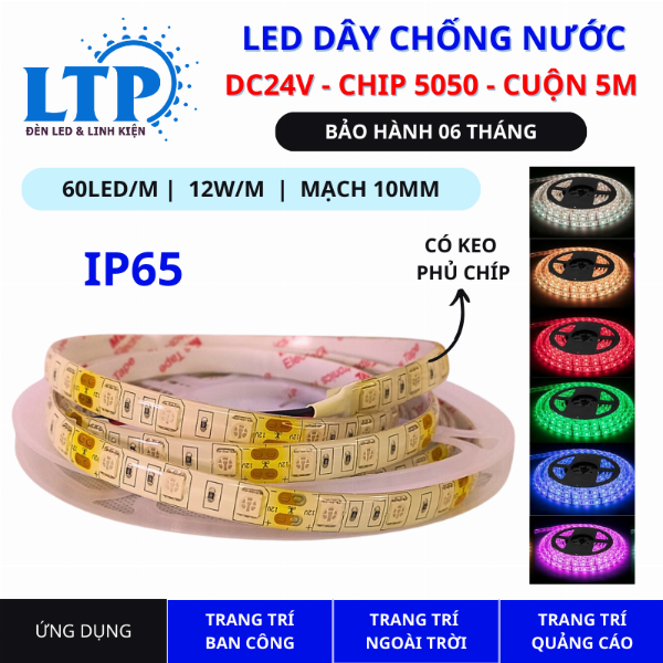 Đèn Led dây dán 24V chip 5050 - đổi màu (RGB)