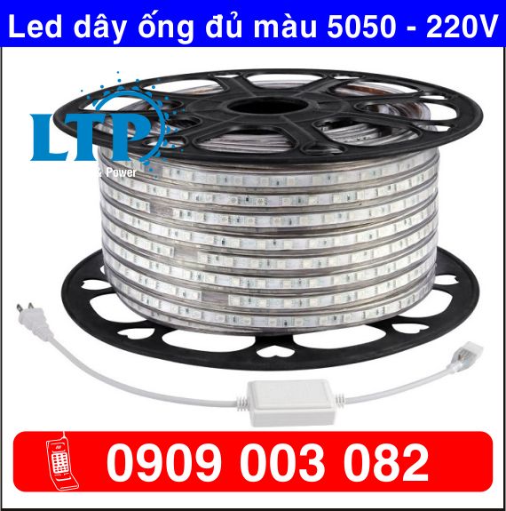 Đèn Led dây ống 220v Chip 5050 Đủ màu cuộn 100m - Đèn Led Dây Trang Trí Ngoài trời